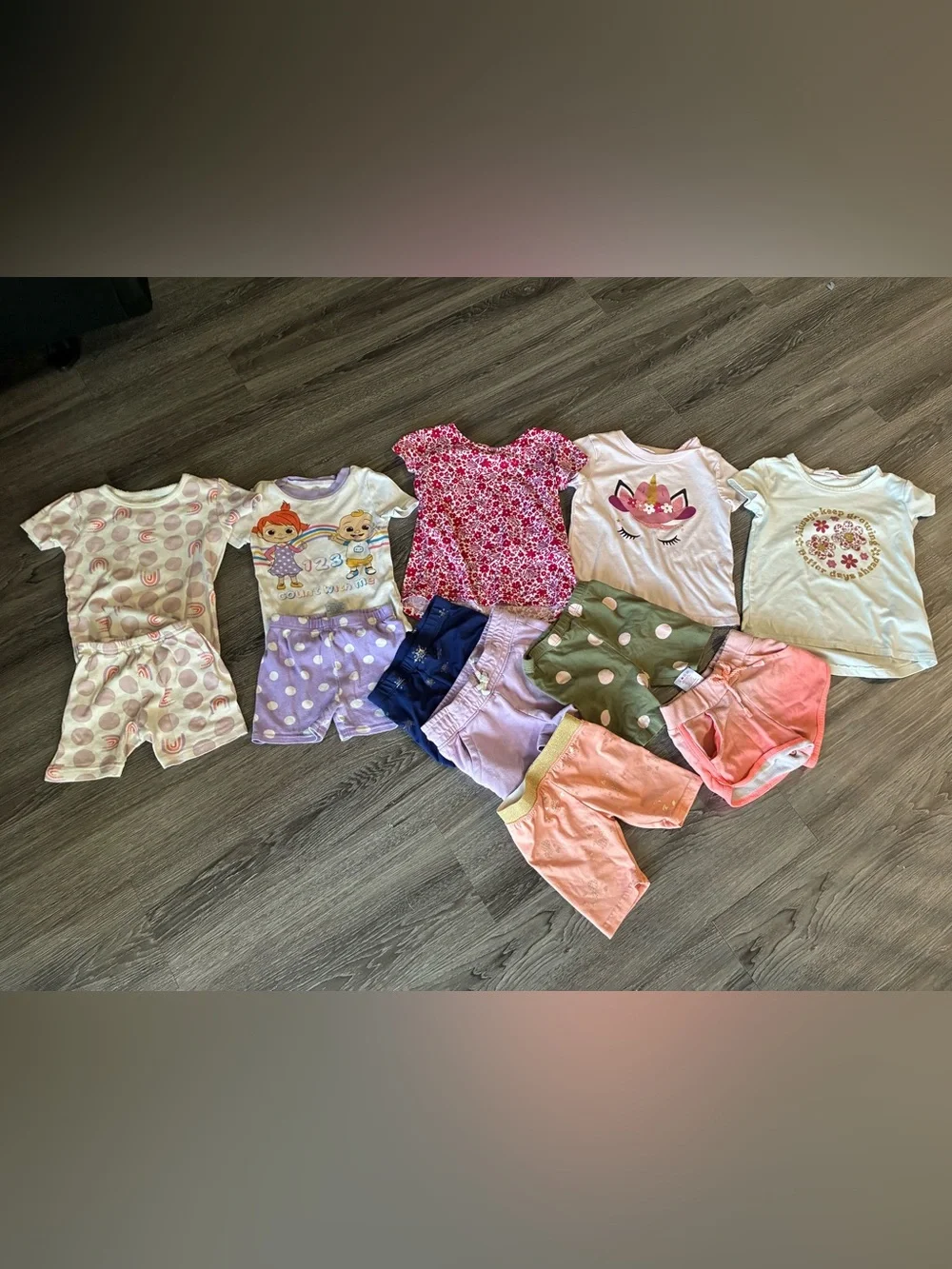 Carter's Toddler Girls Mixed Pink White Purple Floral Tops & Shorts Set